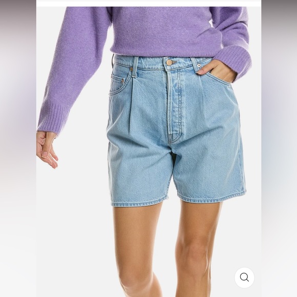 NWT Mother SNACKS! The Pleated Fun Dip vintage high waisted Shorts blue - Picture 11 of 17